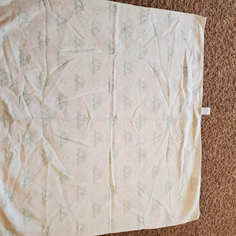Martha Stewart Baby Blanket White Nursery owls Stars‎ recieving vintage